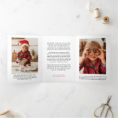 Zwarte penseelspeldenfoto TriFold Holiday-kaart Drieluik Aankondiging (Binnen)