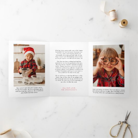 Zwarte penseelspeldenfoto TriFold Holiday-kaart Drieluik Aankondiging (Binnen)