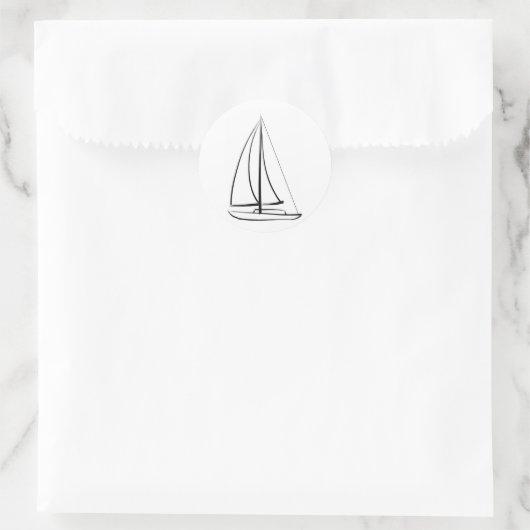 Zwarte penseelspeler ronde sticker (Tas)