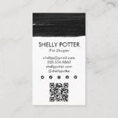 Zwarte penseelstreek minimaal chique moderne QRCod Visitekaartje (Achterkant)