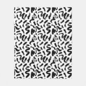 Zwarte penseelstreekpatroon van inktverf fleece deken (Voorkant)