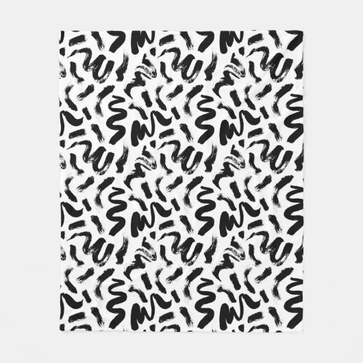 Zwarte penseelstreekpatroon van inktverf fleece deken (Voorkant)