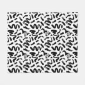 Zwarte penseelstreekpatroon van inktverf fleece deken (Voorkant (Horizontaal))