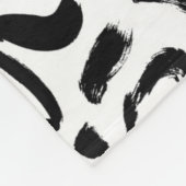 Zwarte penseelstreekpatroon van inktverf fleece deken (Hoek)
