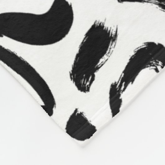 Zwarte penseelstreekpatroon van inktverf fleece deken (Hoek)