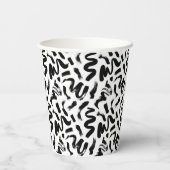 Zwarte penseelstreekpatroon van inktverf papieren bekers (Achterkant)