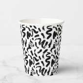 Zwarte penseelstreekpatroon van inktverf papieren bekers (Links)