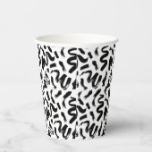 Zwarte penseelstreekpatroon van inktverf papieren bekers (Rechts)