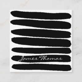 Zwarte penseelstreken eenvoudig vierkante visitekaartje