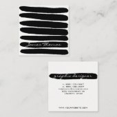 Zwarte penseelstreken eenvoudig vierkante visitekaartje (Voorkant / Achterkant)