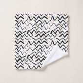 Zwarte penseelstreken en Stippen patroon Bad Handdoek (Wasdoekje)