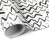 Zwarte penseelstreken en Stippen patroon Cadeaupapier (Rol Hoek)