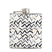 Zwarte penseelstreken en Stippen patroon Heupfles (Voorkant)