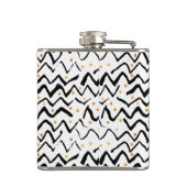 Zwarte penseelstreken en Stippen patroon Heupfles (Achterkant)