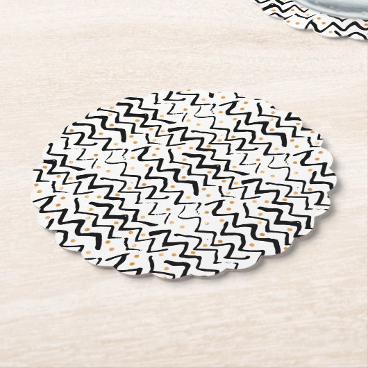 Zwarte penseelstreken en Stippen patroon Kartonnen Onderzetters (Gekanteld)