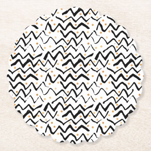 Zwarte penseelstreken en Stippen patroon Kartonnen Onderzetters (Voorkant)