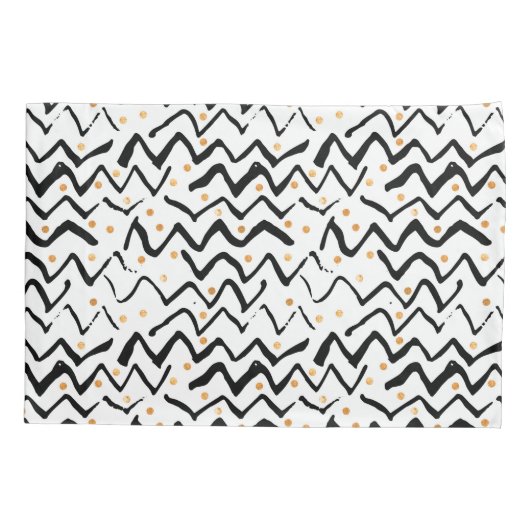 Zwarte penseelstreken en Stippen patroon Kussensloop (Achterkant-Links)