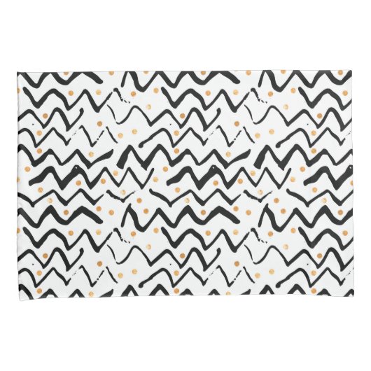 Zwarte penseelstreken en Stippen patroon Kussensloop (Voorkant-Rechts)