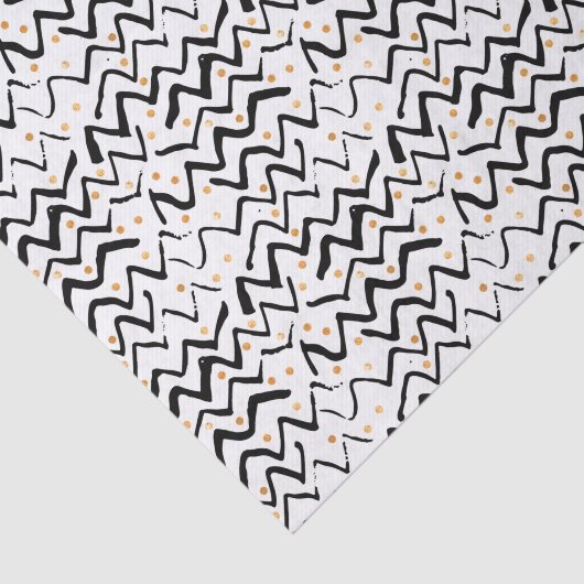 Zwarte penseelstreken en Stippen patroon Tissuepapier (Detail)