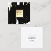 Zwarte penseelstreken vierkante visitekaartje (Voorkant / Achterkant)