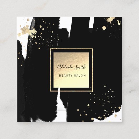 Zwarte penseelstreken vierkante visitekaartje (Voorkant)