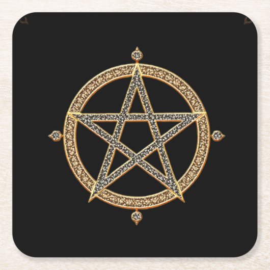 Zwarte Pentagram Onderzetters (Voorkant)