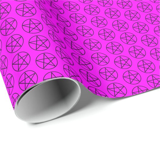 Zwarte Pentagram op Roze Cadeaupapier (Rol Hoek)