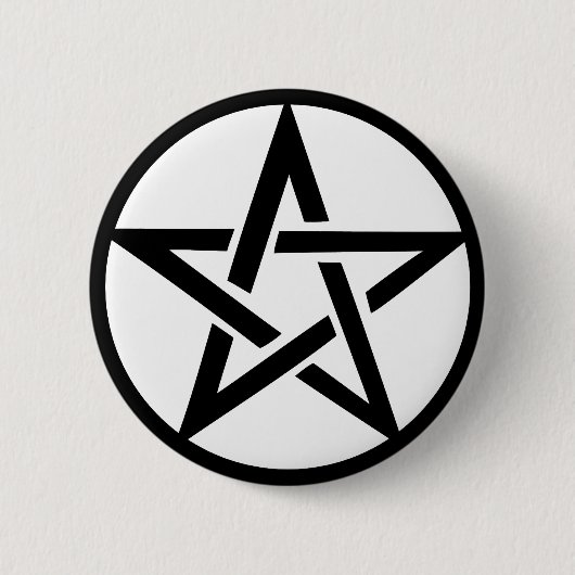 zwarte pentakterring ronde button 5,7 cm (Voorkant)
