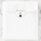 Zwarte Peper Ronde Sticker (Tas)