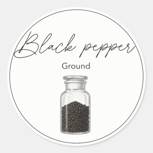 Zwarte Peper Ronde Sticker (Voorkant)