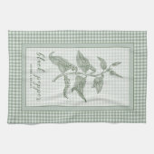 Zwarte Peperkruid - Groene Gingham Rand Theedoek (Horizontaal)