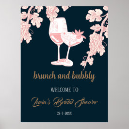 Zwarte Peral Champagne Retro Bruiloft Feestelijke  Poster