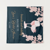 Zwarte Peral Champagne Retro Bruiloft Welkom Wandkleed (Voorkant (horizontaal))