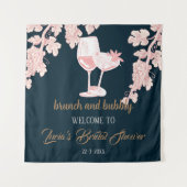 Zwarte Peral Champagne Retro Bruiloft Welkom Wandkleed (Voorkant)