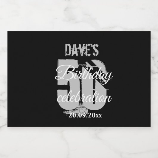 Zwarte persoonlijke 50e jaarlijkse feestdag likeurfles etiket (Enkel label)