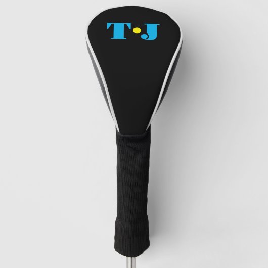 Zwarte Persoonlijke Monogram Golfheadcover (Voorkant)