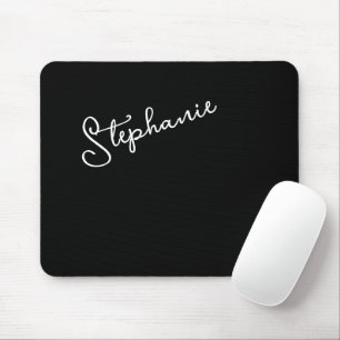 Zwarte Persoonlijke Script Naam Chic Minimalistisc Muismat