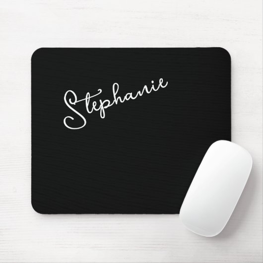 Zwarte Persoonlijke Script Naam Chic Minimalistisc Muismat (Met muis)