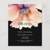 Zwarte perzik aquarel bloemenbudget verjaardag (Voorkant)