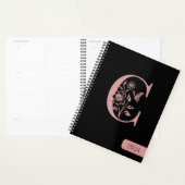 Zwarte Perzik monogram initiaal naam minimalistisc Planner (Display)