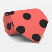 Zwarte Perzik Roze Polka Dots Kaviaar Spots Stropd Stropdas (Opgerold)