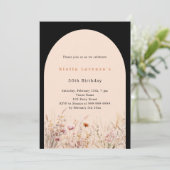 Zwarte perzik roze wilde bloem bloemen verjaardag  kaart (Staand voorkant)