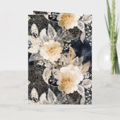 Zwarte Perzik Witte Luipaard Bloemen Huwelijk Kaart (Achterkant)