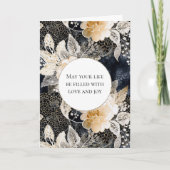 Zwarte Perzik Witte Luipaard Bloemen Huwelijk Kaart (Voorkant)