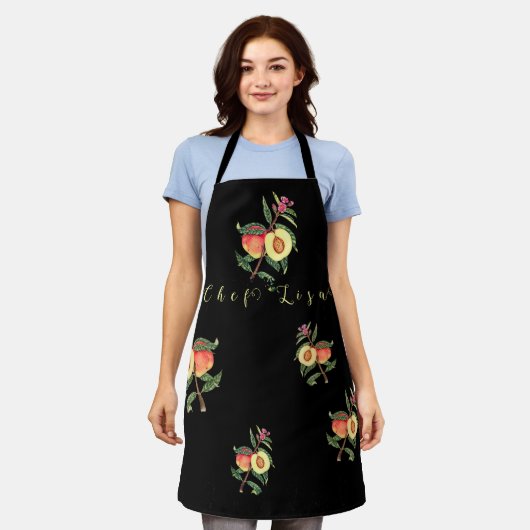 Zwarte perziken | Naam Cooking Kitchen Schort (Gedragen)