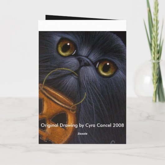 ZWARTE PERZISCHE KAT HALLOWEEN KAART (Achterkant)