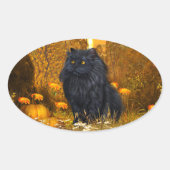 Zwarte Perzische kat Halloween Ovale Sticker (Voorkant)