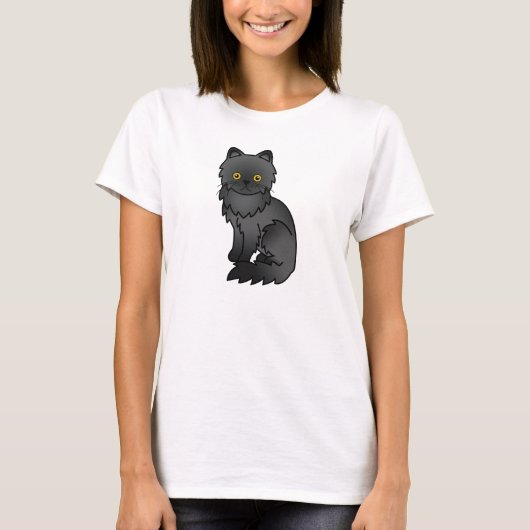 Zwarte Perzische Kat T-shirt (Voorkant)