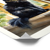 Zwarte Perzische Kat Waterverf Gouden Kraag Poster (Hoek)