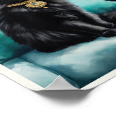 Zwarte Perzische Kat Waterverf Uwe Hoogheid Poster (Hoek)